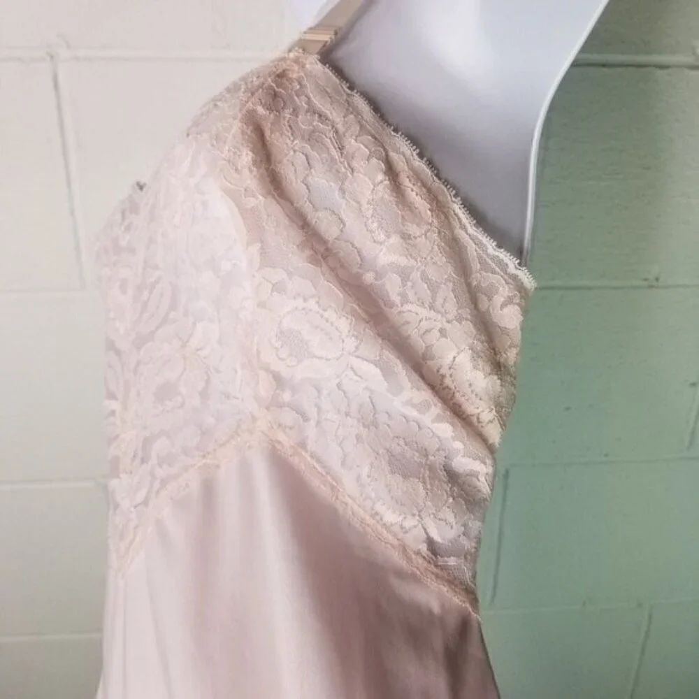 Vtg 50s Movie Star blush pink fullslip lingerie slip dress